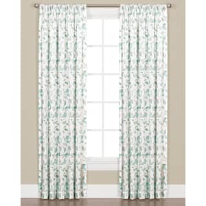 Jade Floral Rod Pocket Curtain - 54 in. W x 95 in. L