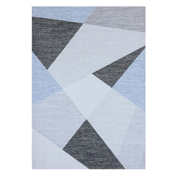 4 ft. x 6 ft. Blue and Gray Geometric Area Rug