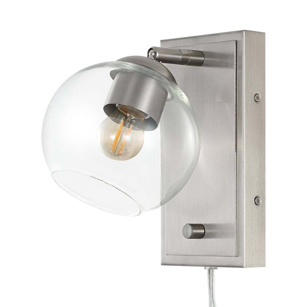 Nickel 1-Light Adjustable Glass Globe Wall Sconce