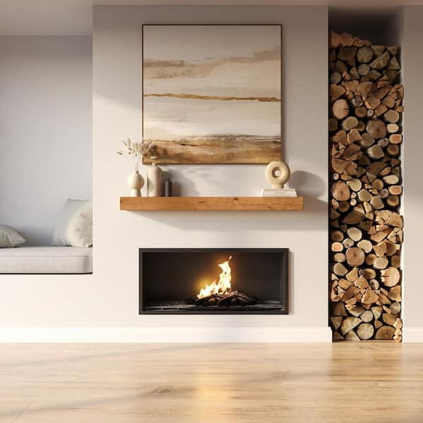Dogberry Collections 48 in. Aged Oak Beam Wood Fireplace Mantel