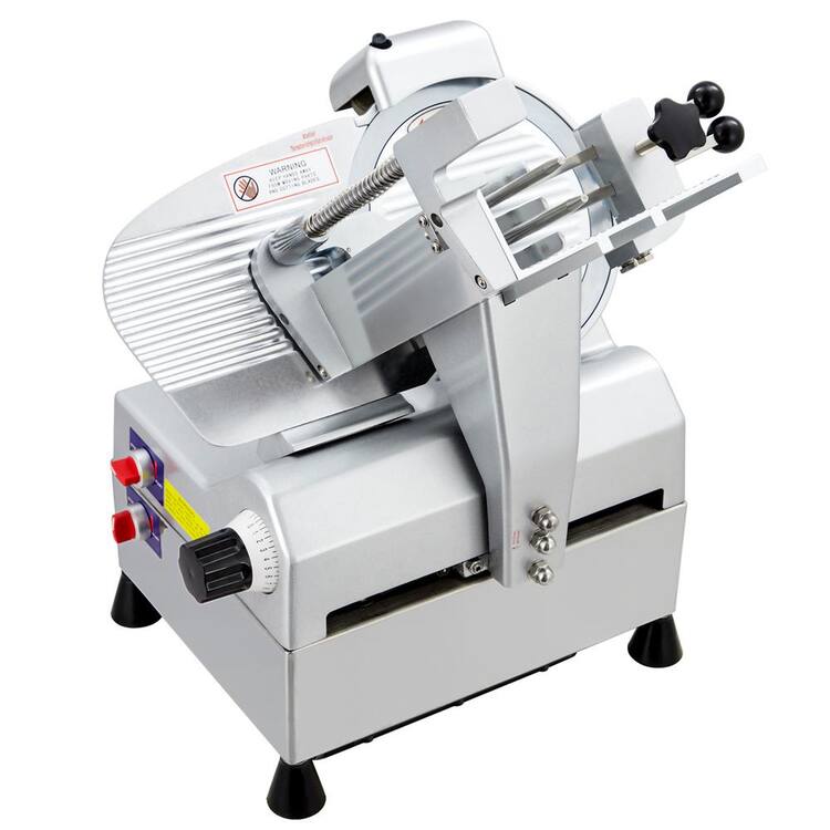 Garvee 240W Silver Fully-Automatic Electric Frozen Meat Slicer with 10" Stainless Steel Blade, 0 to 0.63" Thickness Adjustable