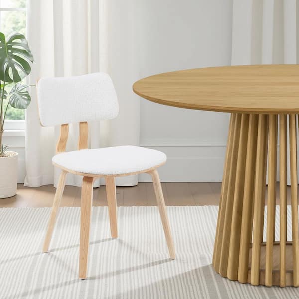 Armen Living Jaguar White/Oak Upholstered Dining Chair