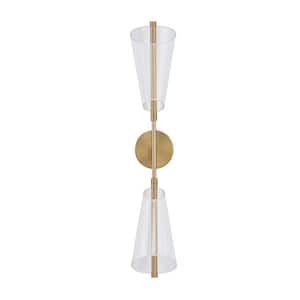 Mulberry 29 in., 1-Light 27-Watt Brushed Gold/Light Guide Integrated LED Wall Sconce