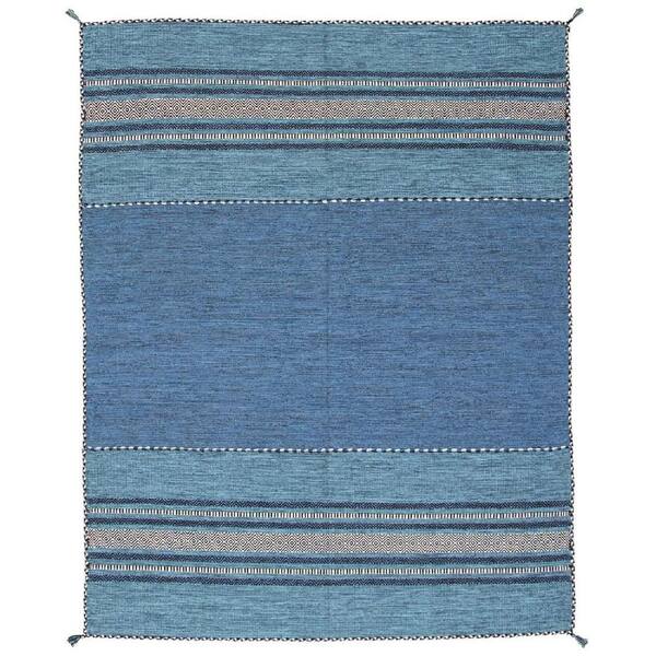 eCarpet Gallery Flatweave Arizona I Blue 8 ft. x 10 ft. Area Rug