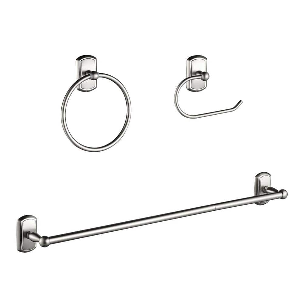 3 -Piece Bath Hardware Set with Towel Bar, Towel Ring, Toilet Paper Holder Bathroom Wall Mounted in Brushed Nickel price history on PriceWatchPro