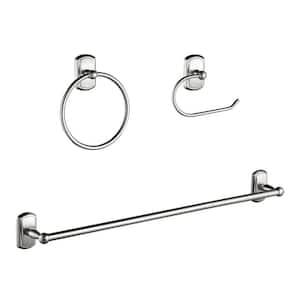 3 -Piece Bath Hardware Set with Towel Bar, Towel Ring, Toilet Paper Holder Bathroom Wall Mounted in Brushed Nickel