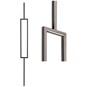 Aalto Modern 44 in. x 0.5 in. Ash Grey Single Rectangle Hollow Wrought Iron Baluster