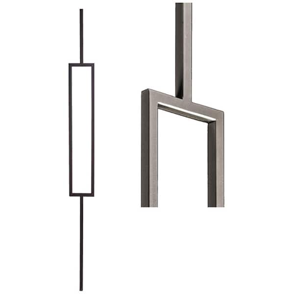 HOUSE OF FORGINGS Aalto Modern 44 in. x 0.5 in. Ash Grey Single Rectangle Hollow Wrought Iron Baluster