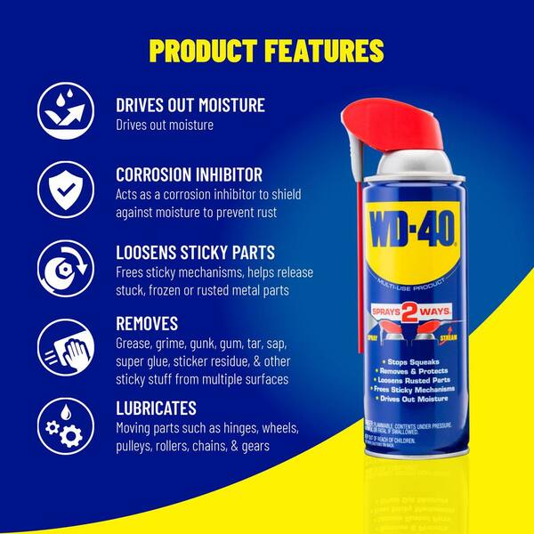 Wd 40 12 Oz Multi Use Product Multi Purpose Lubricant Spray With Smart Straw The Home Depot