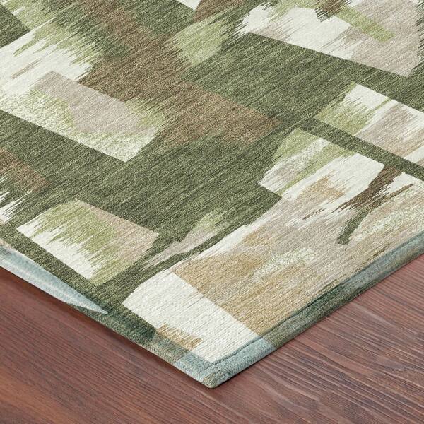 Chantille Machine Washable Indoor/Outdoor Abstract ACN2837 Olive 10 ft. x 14 ft. Area Rug