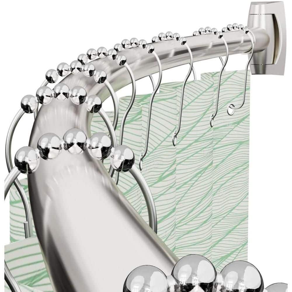 Numhew 40-72 in. Adjustable Curved Shower Curtain Rod with Rotating ...