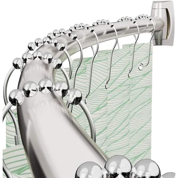 40-72 in. Adjustable Curved Shower Curtain Rod with Rotating Brackets, 0.9MM Aluminum Rod, Need to Drill, Nickel