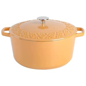 Savory Saffron 6 qt. Enameled Cast Iron Dutch Oven with Lid in Honey Gold