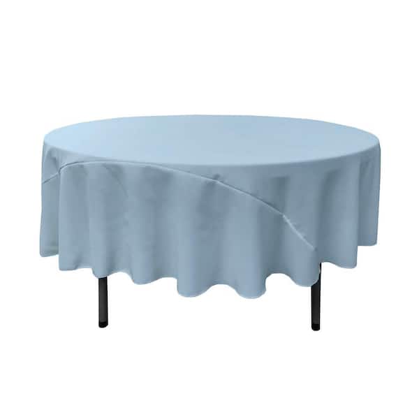 90 in. Round Light Blue Polyester Poplin Tablecloth