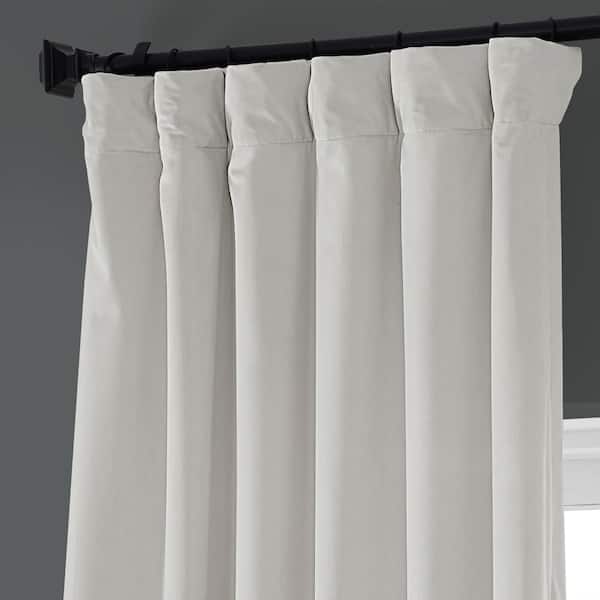Exclusive Fabrics Furnishings Blackout Signature Porcelain White Blackout Velvet Curtain 50 In W X 96 In L 1 Panel Vpch 110602 96 The Home Depot