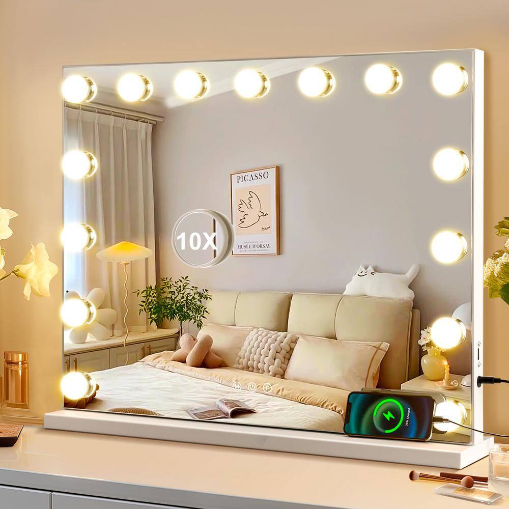 15.2 Inch LED Makeup Mirror With Lights - Smart Touch Vanity Mirror With 10X Magnification
