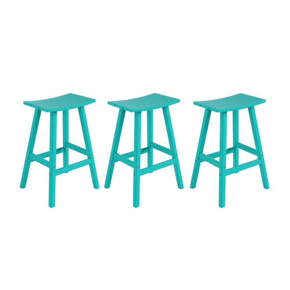 Franklin Turquoise 29 in. Poly HDPE Fade Resistant Outdoor Patio Saddle Seat Pub Height Bar Stool (Set of 3) price history on PriceWatchPro