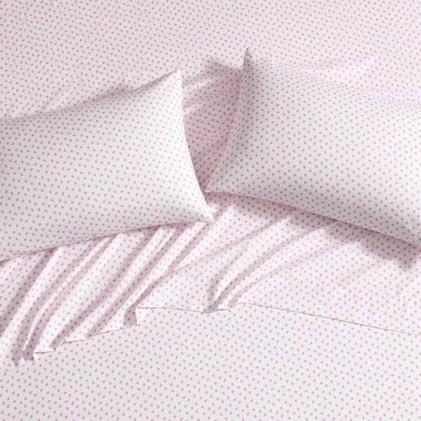Laura Ashley Sweet Lady Bugs 4-Piece Pink/Green Microfiber Queen