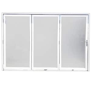 Teza 90-Series 120 in. x 80 in. Gloss White Right to Left Folding Aluminum Bi-Fold Patio Door