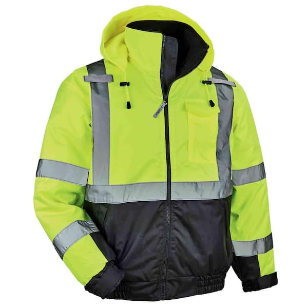 GloWear Men's 3X-Large Lime High Visibility Reflective Quilted Bomber Jacket