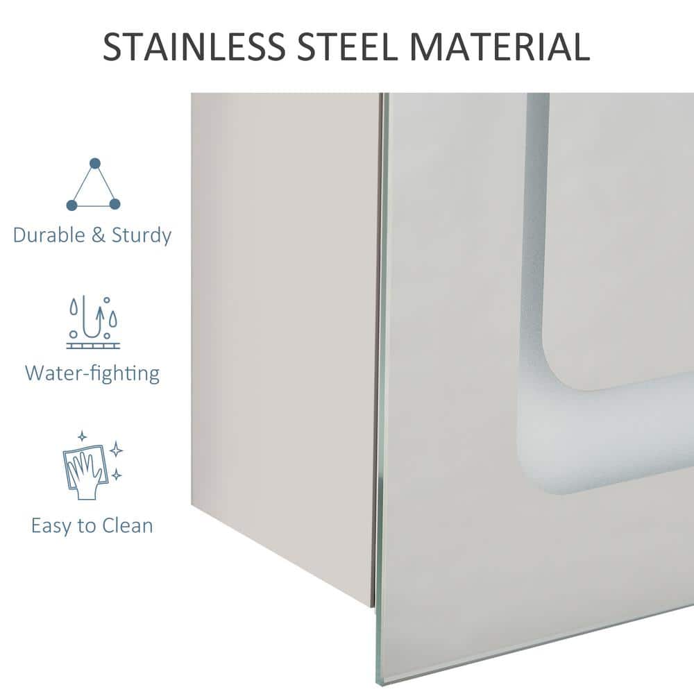 Sleek Stainless Steel LED Lighted Wall-Mounted Medicine Cabinet