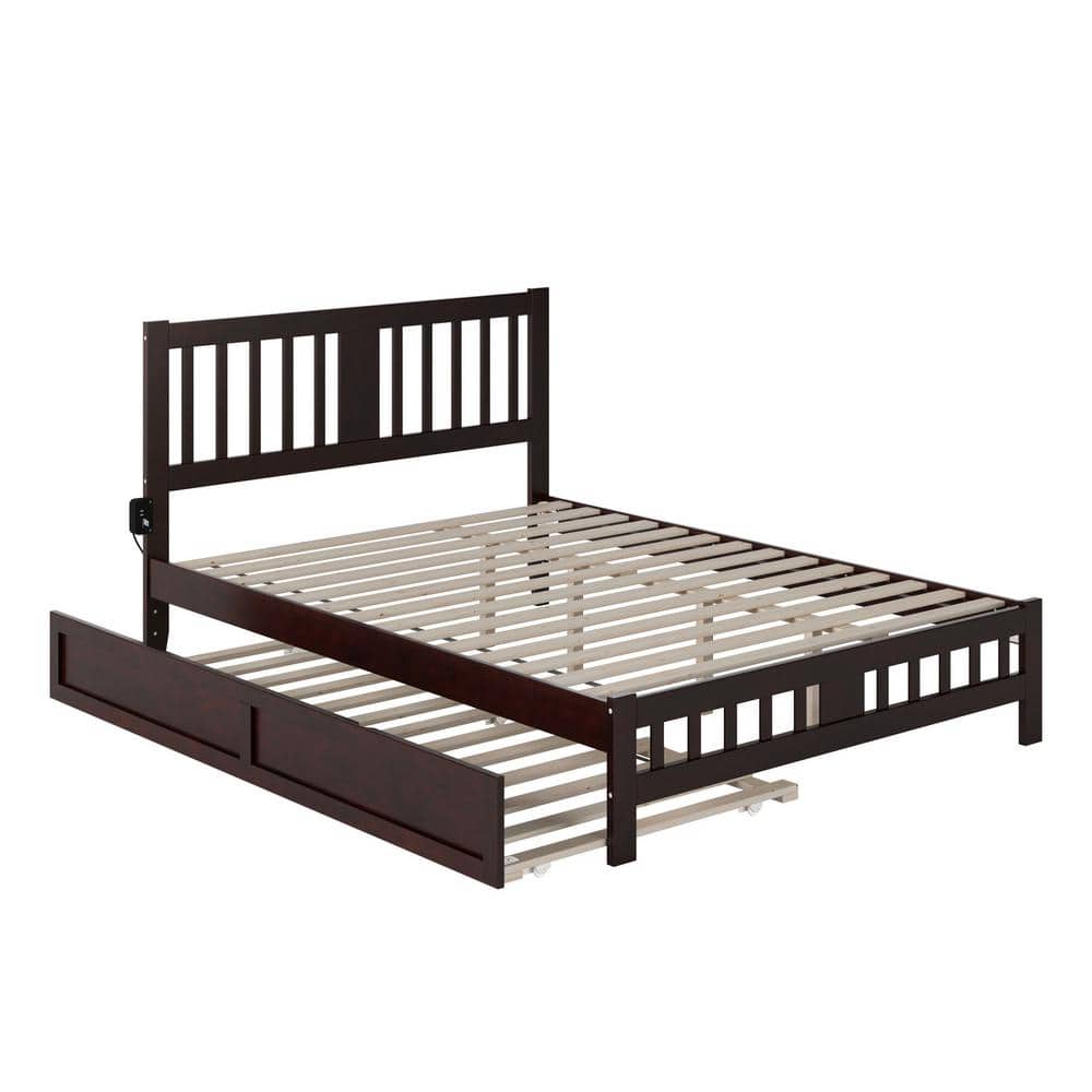 Tahoe Espresso Queen Wood Platform Bed with Storage Drawer