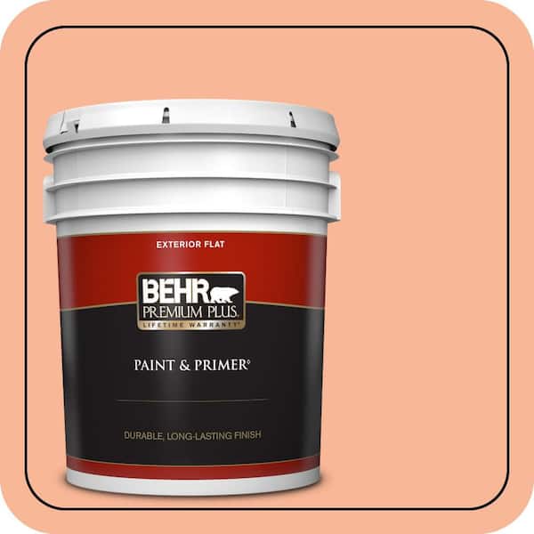 BEHR PREMIUM PLUS 5 gal. #P190-3 Melon Sorbet Flat Exterior Paint & Primer
