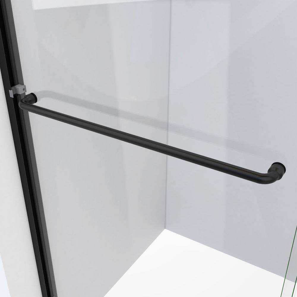 Matte Black Semi-Frameless Sliding Shower Door with Clear Glass