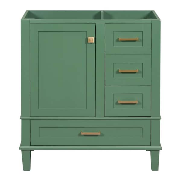 Unbranded 30 in. W x 18 in. D x 34 in. H Bath Vanity Cabinet without Top with a Soft Closing Door and 3 Drawers in Green