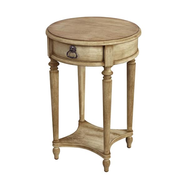 Butler Specialty Company Jules 17.5 in. W Beige Round Wood 1-Drawer End Table