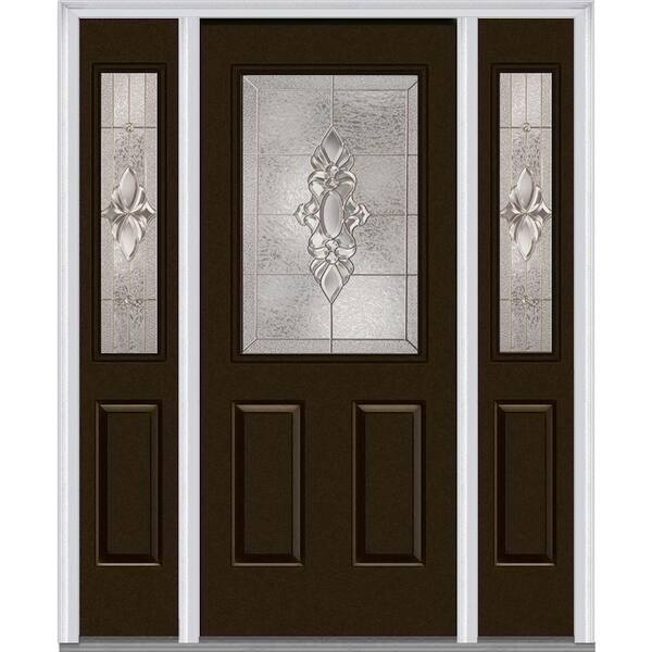 MMI Door 68.5 in. x 81.75 in. Heirlooms Right-Hand Inswing 1/2-Lite Decorative Painted Steel Prehung Front Door with Sidelites