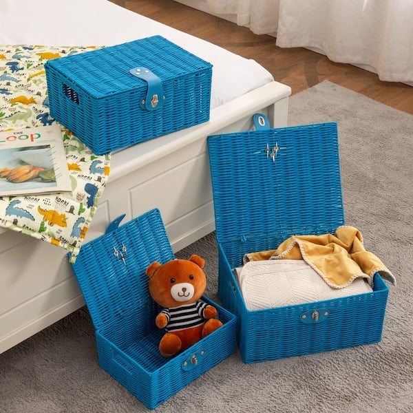 Afoxsos Blue 12 in. x 8 in. Polypropylene Decorative Basket Set of