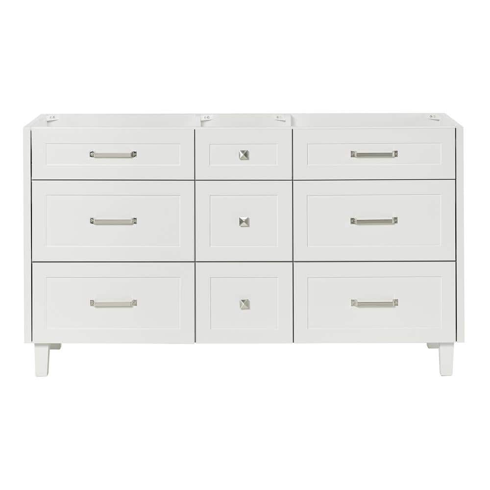 Monroe 60" White Solid Wood Double Sink Freestanding Vanity
