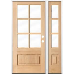 50 in. x 80 in. Farmhouse LH 3/4 Lite Clear Glass Unfinished Douglas Fir Prehung Front Door with RSL