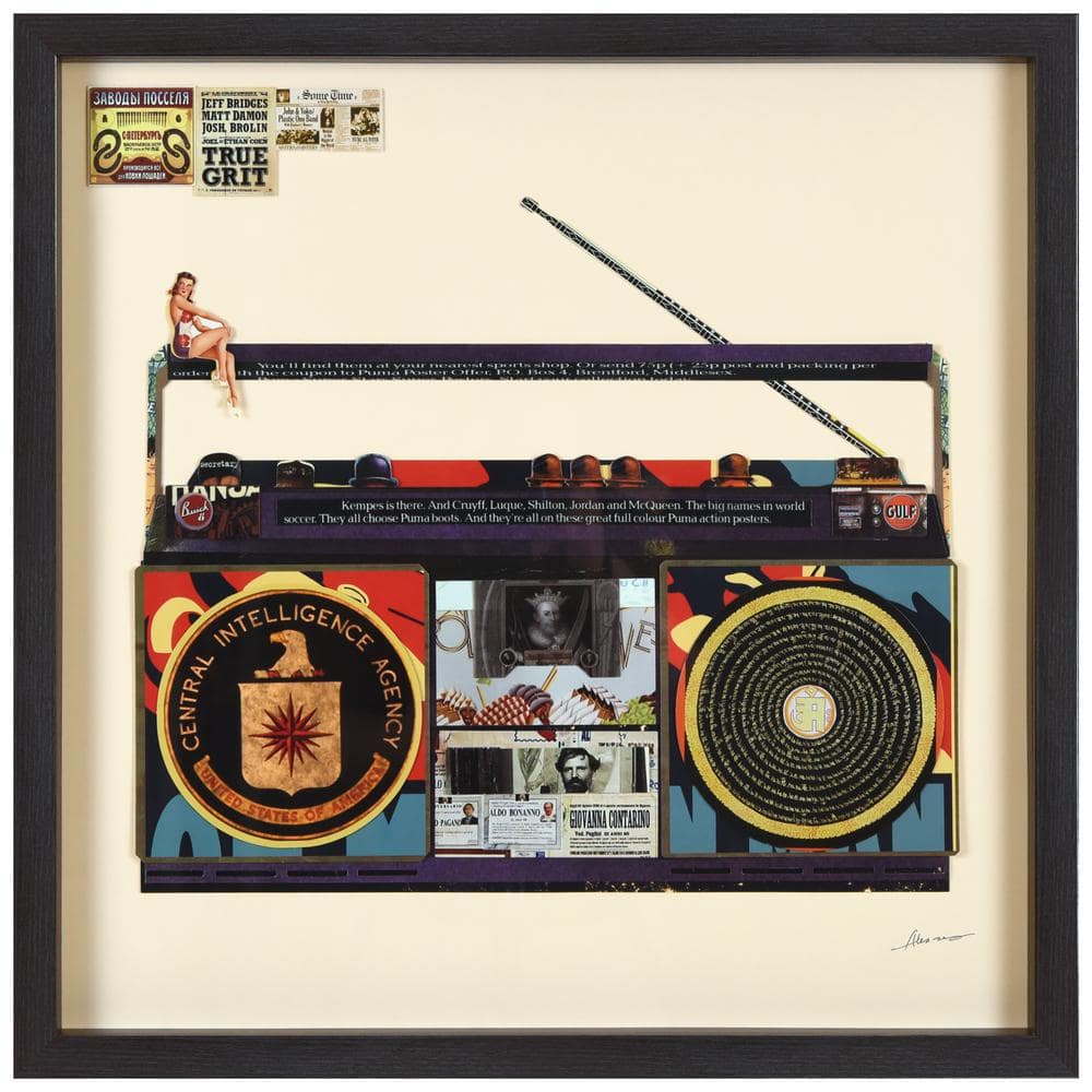 Empire Art Direct CIA Boombox Alex Zeng's dimensional art collage, under  glass and a black shadow box frame, 25 in. x 25 in. DAC-208R-2525B - The  Home Depot