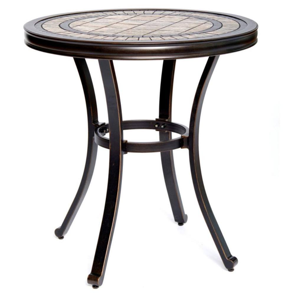Claire and Barry 28'' Round Brown Aluminum Tile-Top Bistro Table