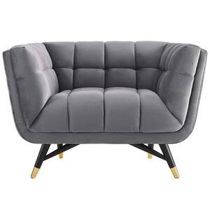 Adept Upholstered Velvet Armchair in Gray