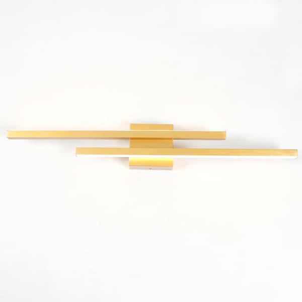 UMEILUCE 32 in. 2-Light Linear Gold LED Dimmable Vanity Light over Mirror, Modern Simple Wall Sconces