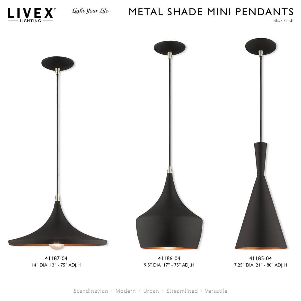 Black and Gold 14'' Aluminum Mini Pendant Light