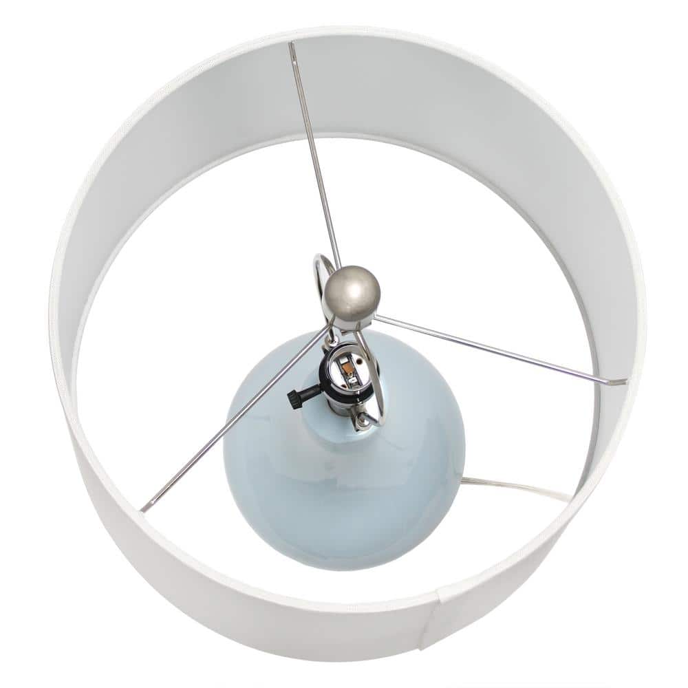 Elegant Ceramic Teardrop Table Lamp in Light Blue with Fabric Shade
