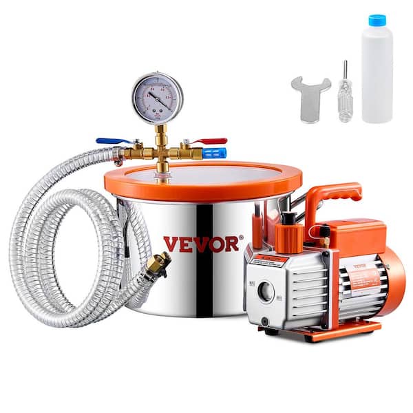 VEVOR 1.5 Gallon Vacuum Chamber and 3.5 CFM Pump Kit Stainless Steel Chamber Single Stage Vacuum Pump Degassing Chamber Kit