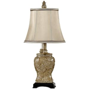 21 in. Champagne Ware Table Lamp with Beige Fabric Shade