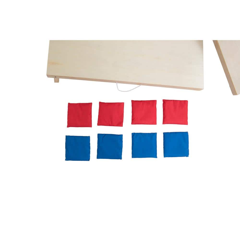Classic Birch Veneer Wood Cornhole Set with Red and Blue Bean Bags
