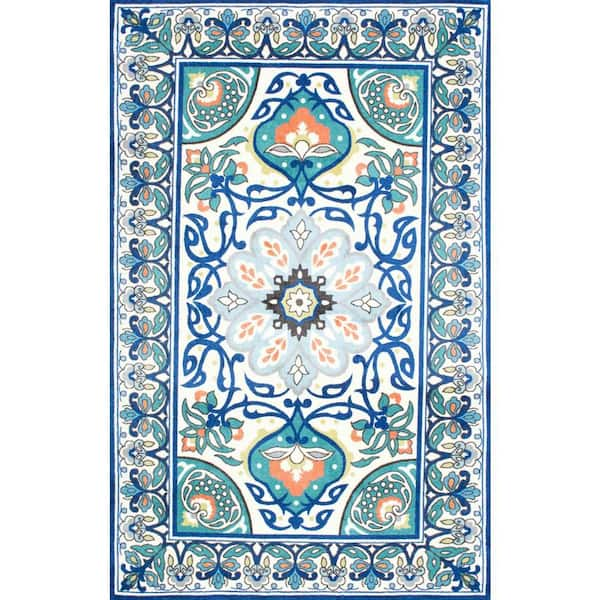 Nuloom Leda Floral Blue 6 Ft X 9 Ft Area Rug Bhbz01a 609 The Home Depot