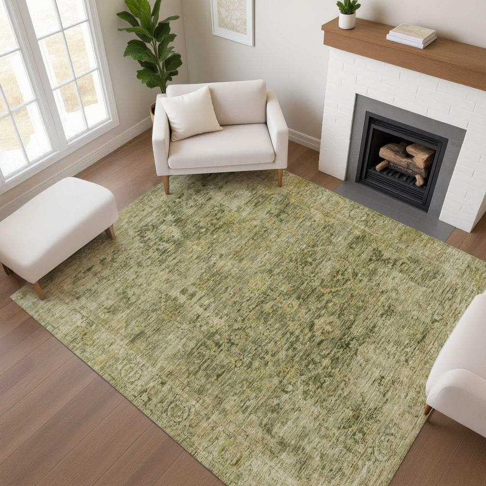Mayfield Premium Machine Washable Abstract AMF1773 Green 8 ft. x 10 ft. Area Rug price history on PriceWatchPro
