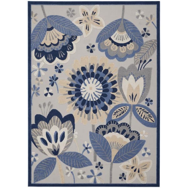 Blue, Gray 12 ft. x 15 ft. Woven Polypropylene Indoor/Outdoor Area Rug