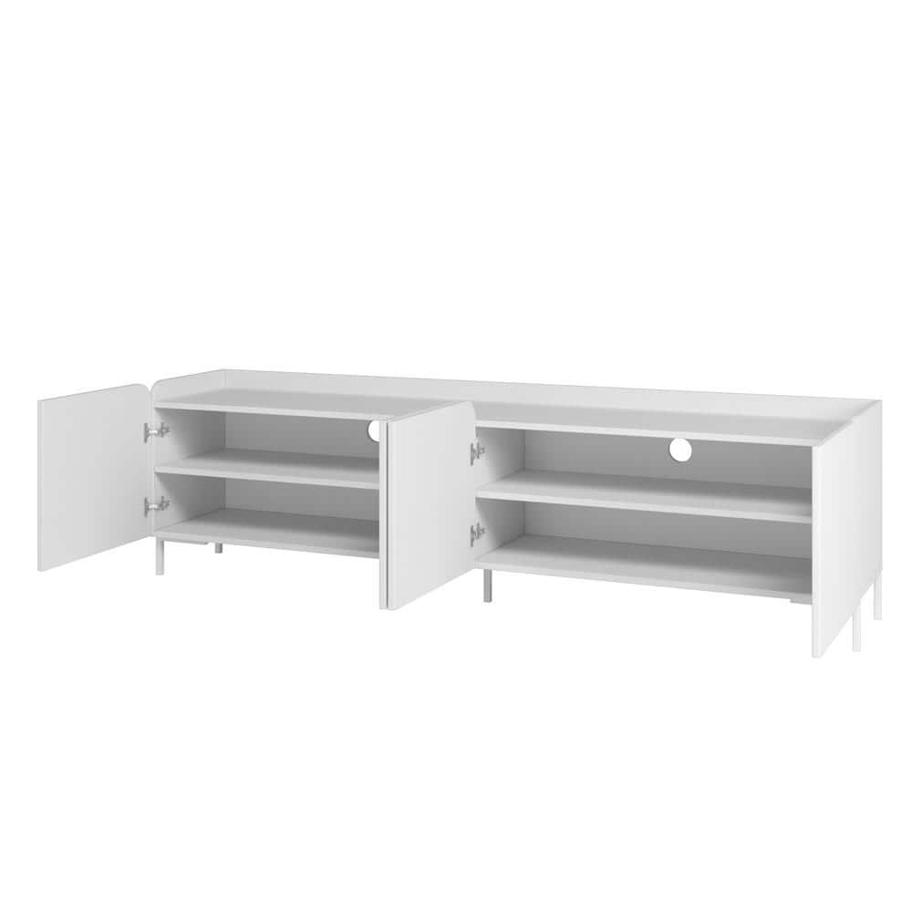 White Mid-Century Modern TV Stand and Cabinet Set