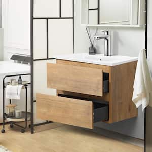 18 in.W x 19 in. H x 23 in. D Bath Vanity in Oak with MDF Cabinet Vanity Top in White with White Basin