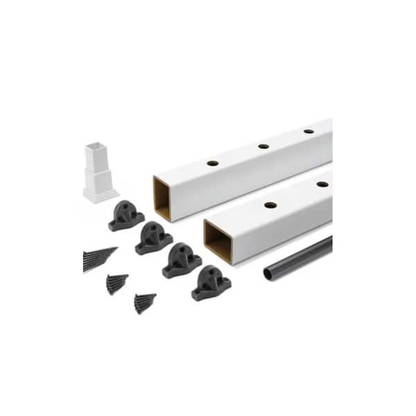 Select 6 ft. x 42 in. Classic Full-Span Horizontal-White with Aluminum Round Black Balusters