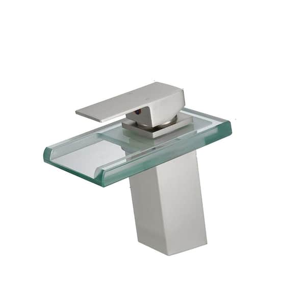 YONKI SUNSHIN INC Mixer Tap Single-Handle Single-Hole Bathroom Faucet with LED 3 Colors Changing Bathroom Sink Faucet in Brushed Nickel